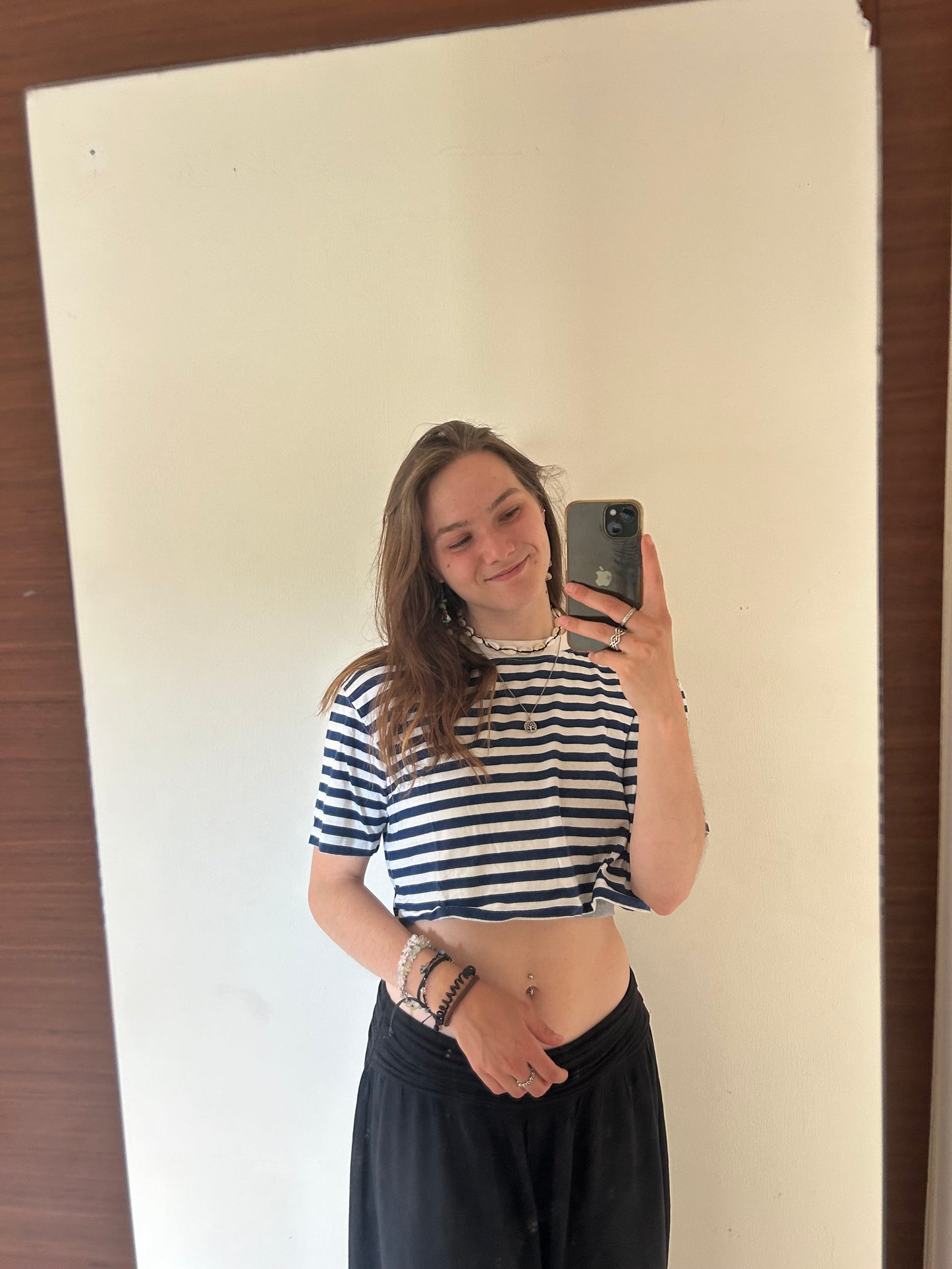 Crop shirt blue white