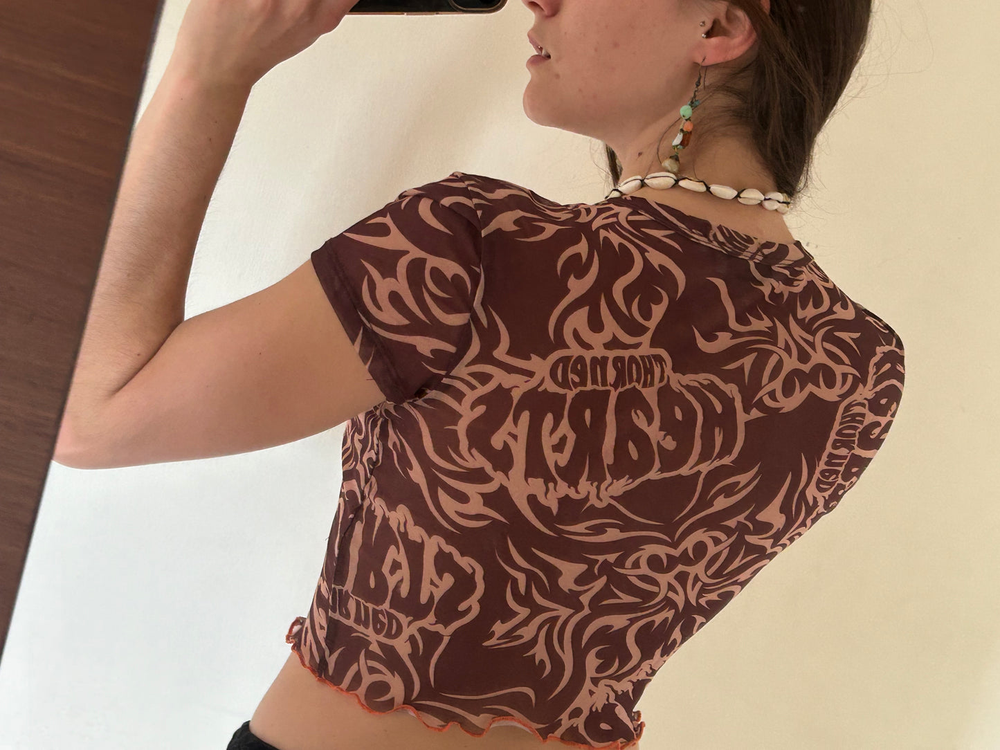 Brown crop shirt