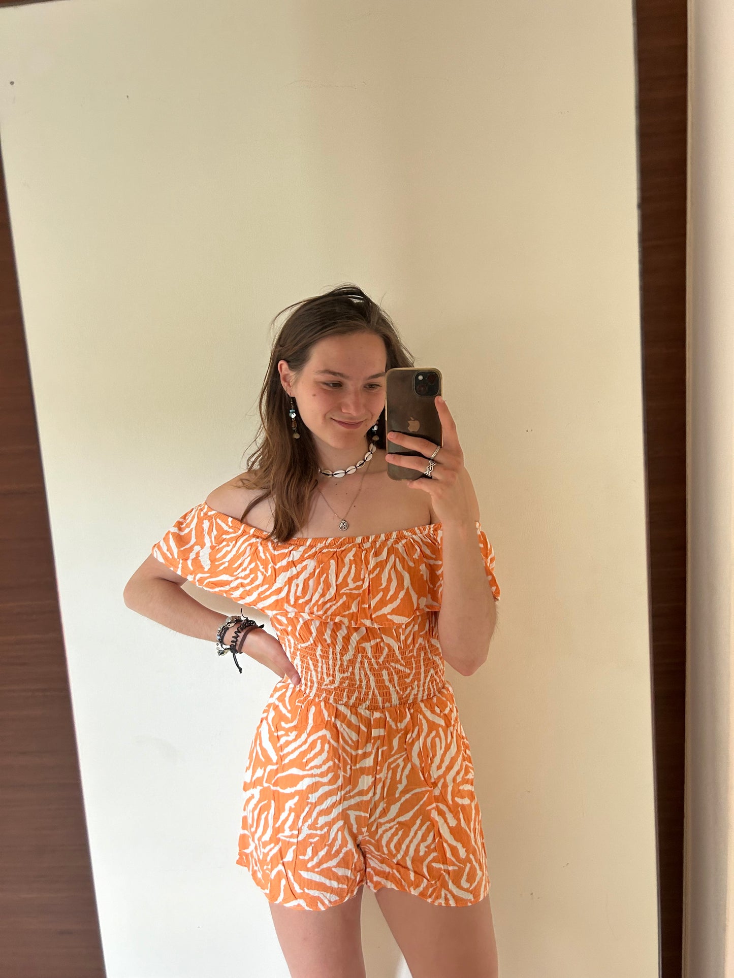 Orange flower jumpsuit