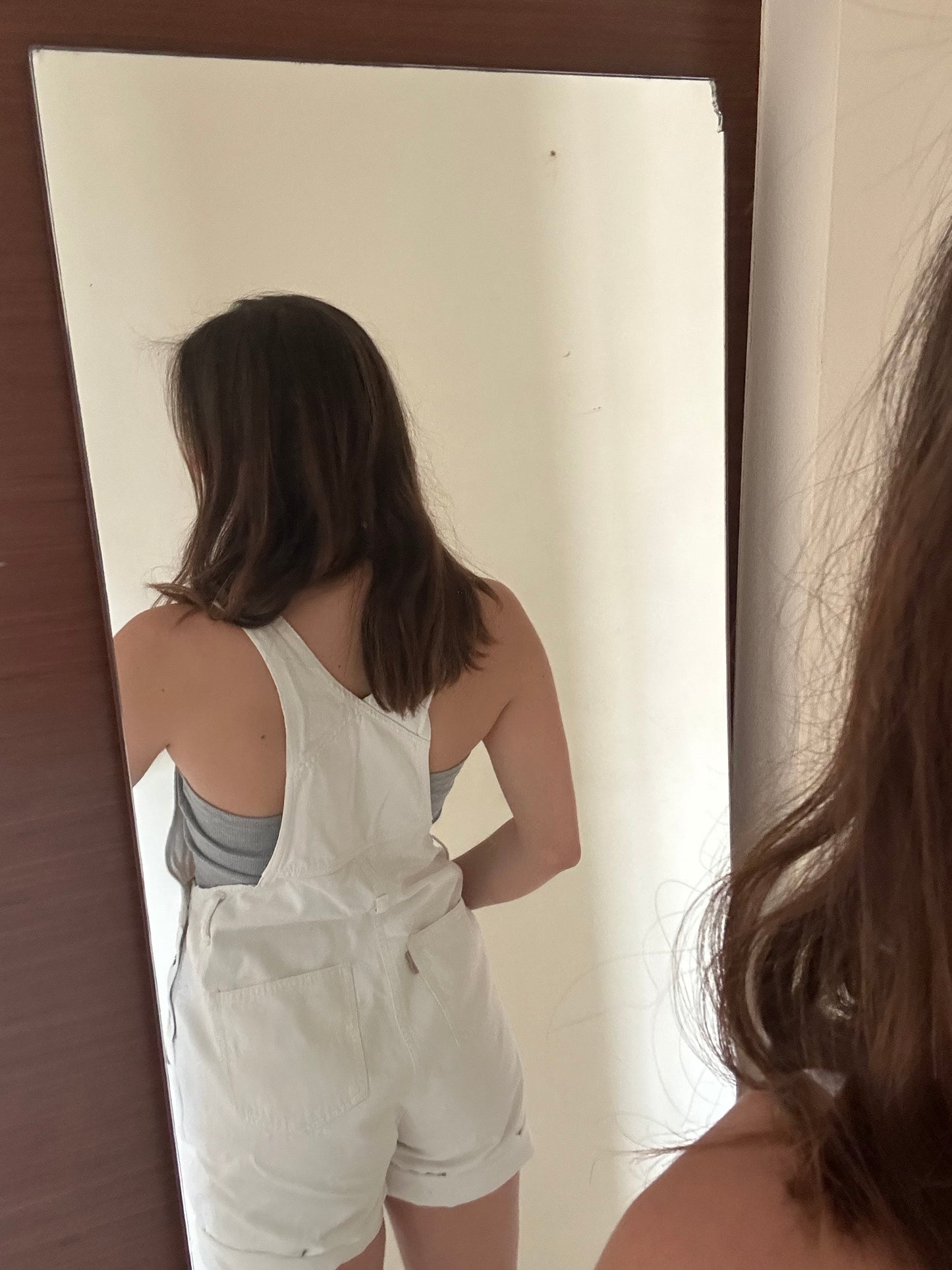 White short dungarees