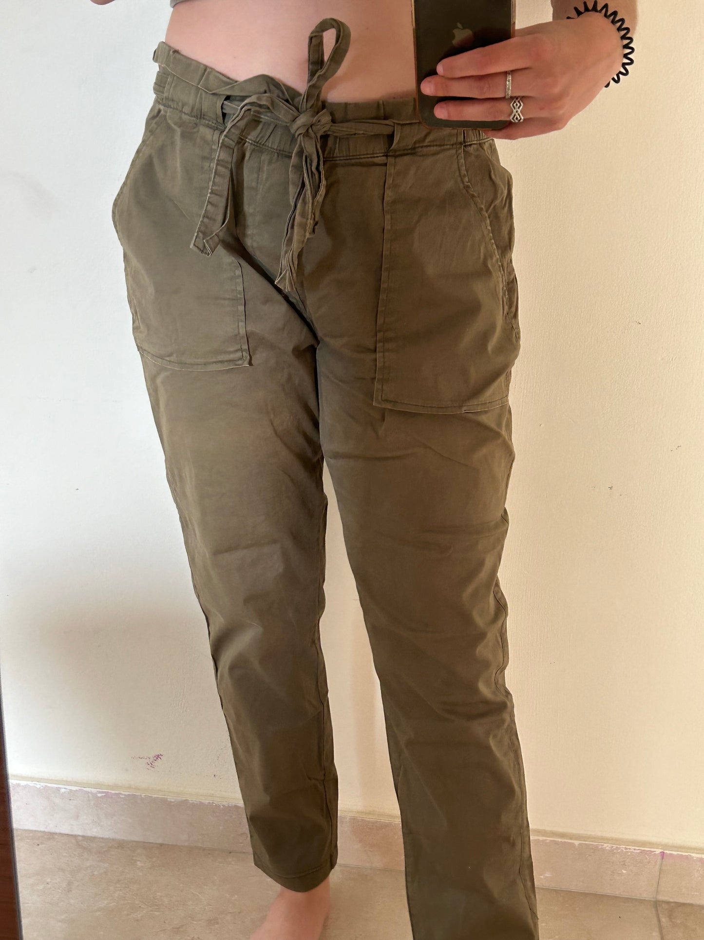 Green fabric trousers