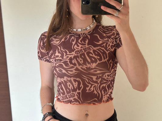 Brown crop shirt