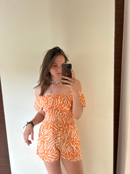 Orange flower jumpsuit