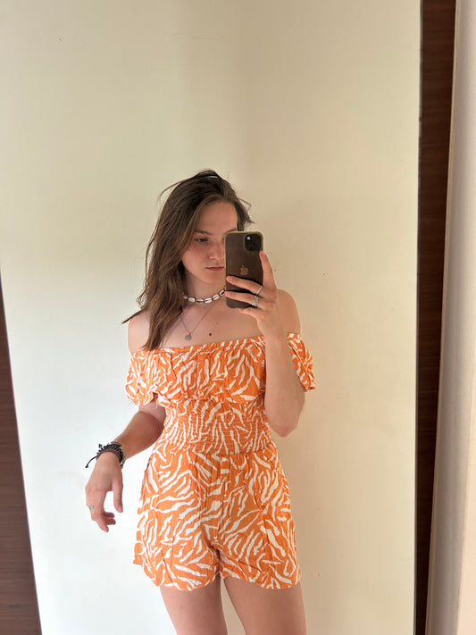 Orange flower jumpsuit