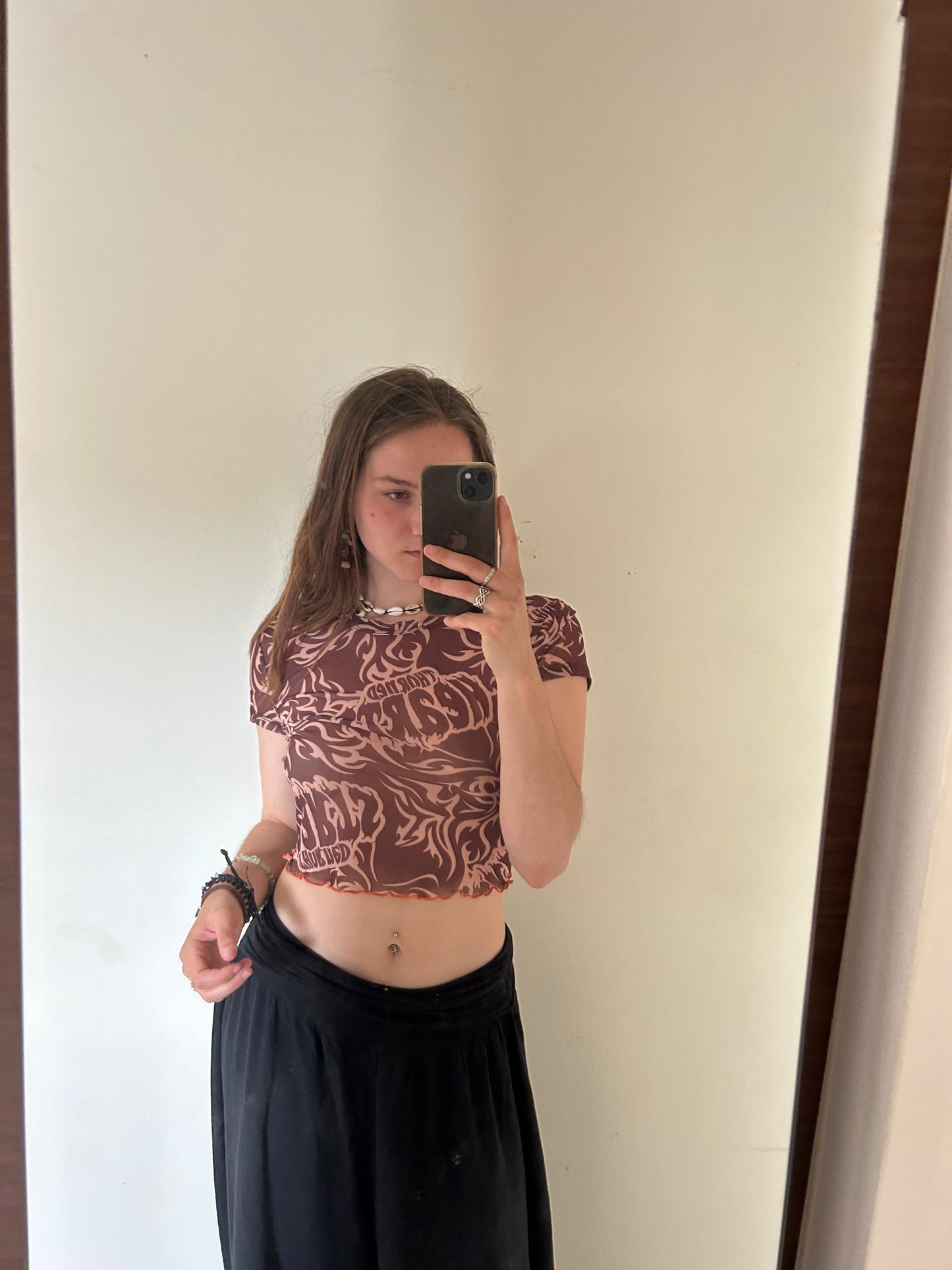 Brown crop shirt