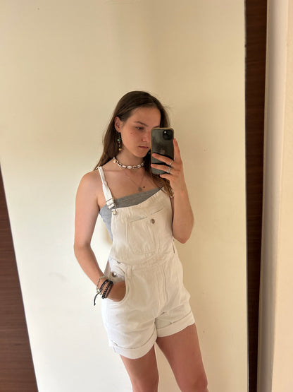White short dungarees