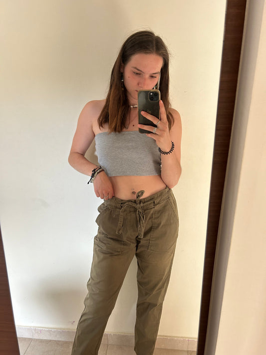 Green fabric trousers