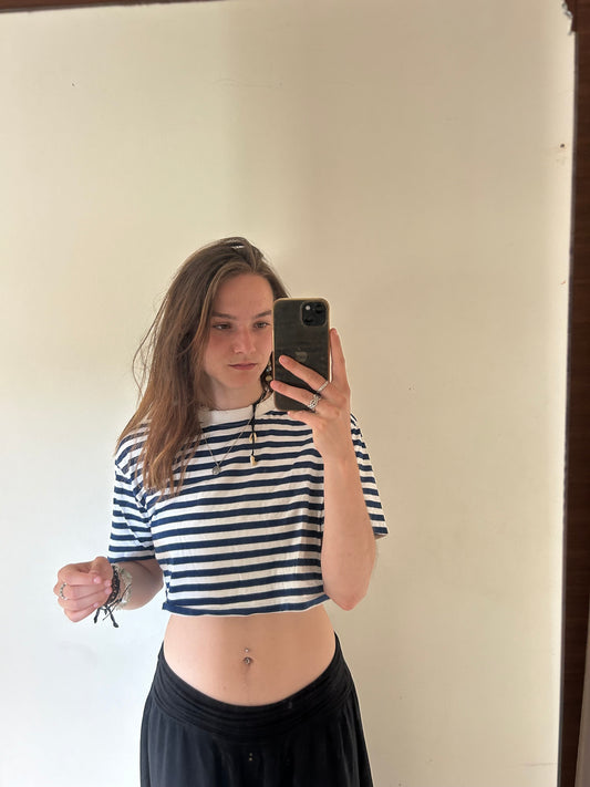 Crop shirt blue white